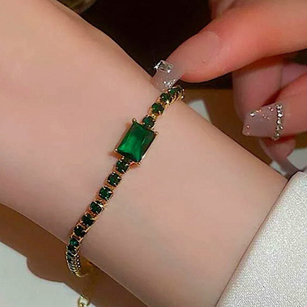 Emerald Gol Plated Zircon Bracelet